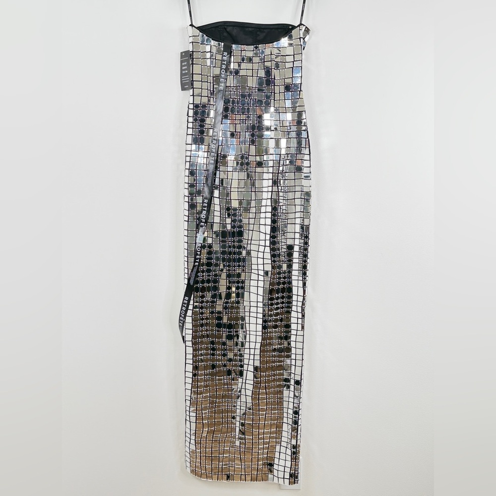 Retrofete Strapless Bodycon Metallic Imani Dress Evening Gown Silver XS - Picture 11 of 16